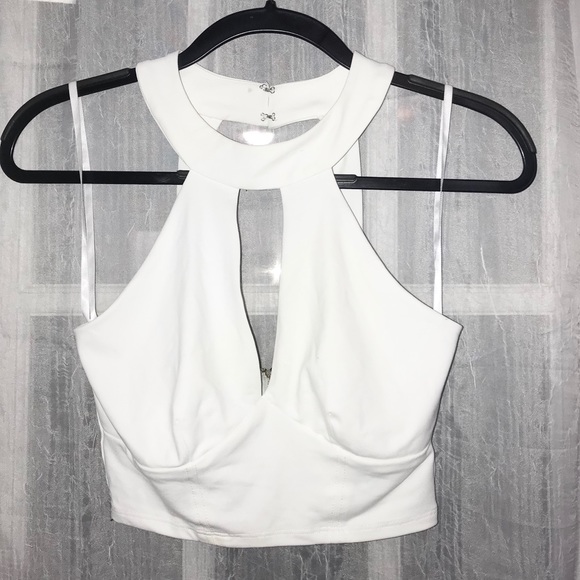 White Cut Out Crop Top from BEBE - Picture 4 of 4